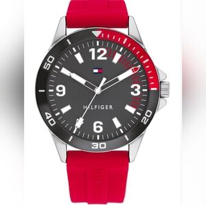 Tommy Hilfiger Men's Red Silicone Strap Watch